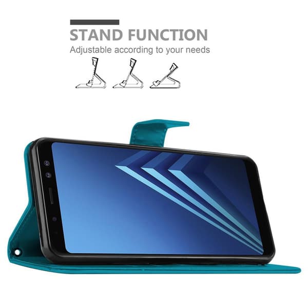 Samsung Galaxy A8 2018 Suojakotelo Suojakuori Lompakkokotelo Matkapuhelinkotelo Kukat jossa on magneettisuljenta, jalusta-toiminto ja korttipaikat