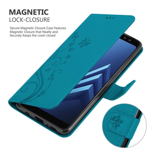 Deksel til Samsung Galaxy A8 2018 Lommebokdeksel i blomster design med magnetisk lukking, stativfunksjon og kortplasser