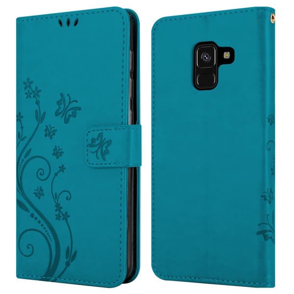 Deksel til Samsung Galaxy A8 2018 Lommebokdeksel i blomster design med magnetisk lukking, stativfunksjon og kortplasser