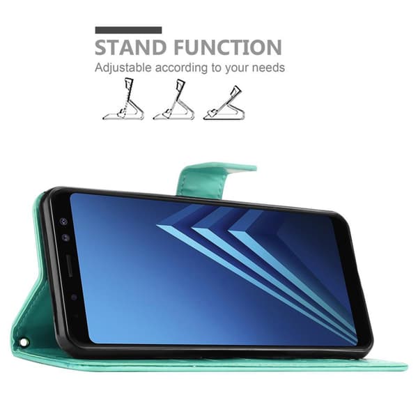 Deksel til Samsung Galaxy A8 2018 Lommebokdeksel i blomster design med magnetisk lukking, stativfunksjon og kortplasser