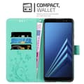 Pikkukuva 3 / 9: Samsung Galaxy A8 2018 Suojakotelo Suojakuori Lompakkokotelo Matkapuhelinkotelo Kukat jossa on magneettisuljenta, jalusta-toiminto ja korttipaikat