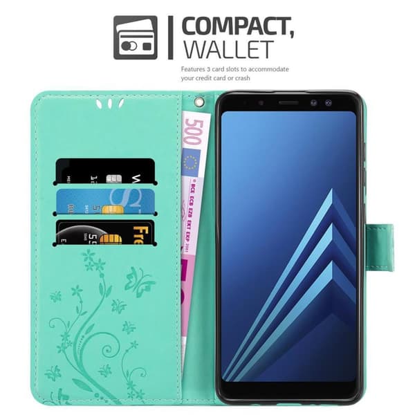 Samsung Galaxy A8 2018 Suojakotelo Suojakuori Lompakkokotelo Matkapuhelinkotelo Kukat jossa on magneettisuljenta, jalusta-toiminto ja korttipaikat