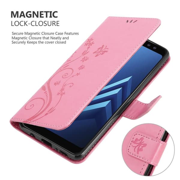 Deksel til Samsung Galaxy A8 2018 Lommebokdeksel i blomster design med magnetisk lukking, stativfunksjon og kortplasser