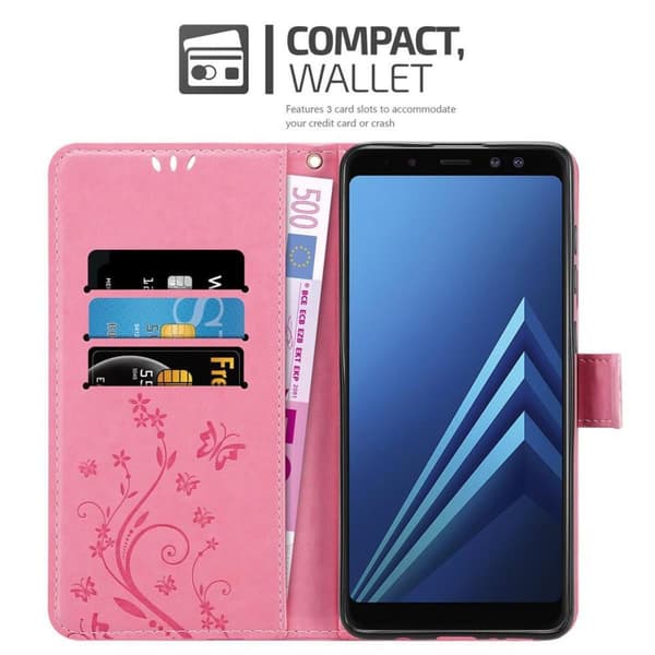 Samsung Galaxy A8 2018 Suojakotelo Suojakuori Lompakkokotelo Matkapuhelinkotelo Kukat jossa on magneettisuljenta, jalusta-toiminto ja korttipaikat