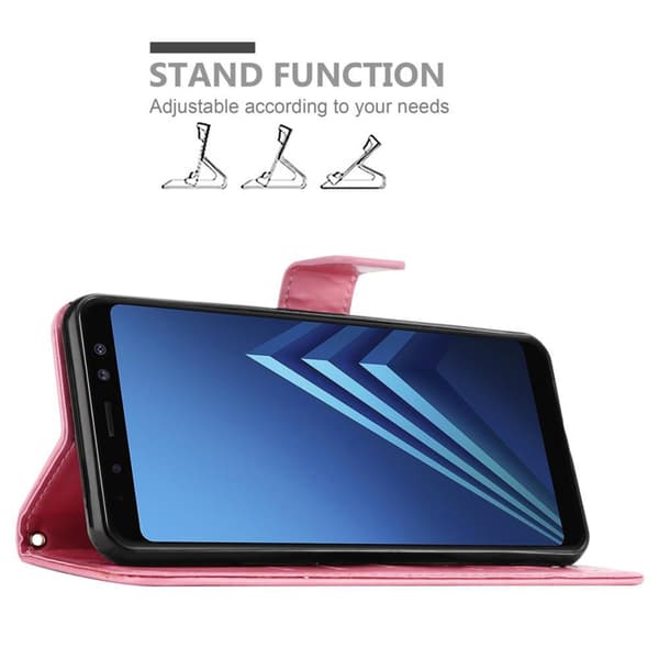 Samsung Galaxy A8 2018 Suojakotelo Suojakuori Lompakkokotelo Matkapuhelinkotelo Kukat jossa on magneettisuljenta, jalusta-toiminto ja korttipaikat