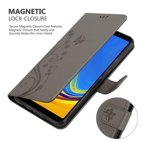 Samsung Galaxy A7 2018 Suojakotelo Suojakuori Lompakkokotelo Matkapuhelinkotelo Kukat jossa on magneettisuljenta, jalusta-toiminto ja korttipaikat
