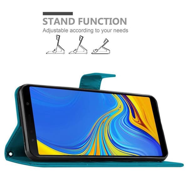 Samsung Galaxy A7 2018 Suojakotelo Suojakuori Lompakkokotelo Matkapuhelinkotelo Kukat jossa on magneettisuljenta, jalusta-toiminto ja korttipaikat