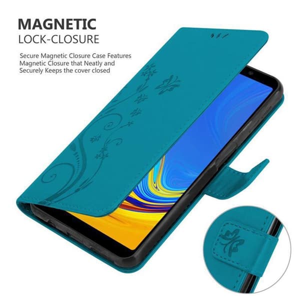 Samsung Galaxy A7 2018 Suojakotelo Suojakuori Lompakkokotelo Matkapuhelinkotelo Kukat jossa on magneettisuljenta, jalusta-toiminto ja korttipaikat