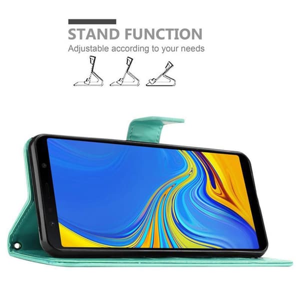 Samsung Galaxy A7 2018 Suojakotelo Suojakuori Lompakkokotelo Matkapuhelinkotelo Kukat jossa on magneettisuljenta, jalusta-toiminto ja korttipaikat
