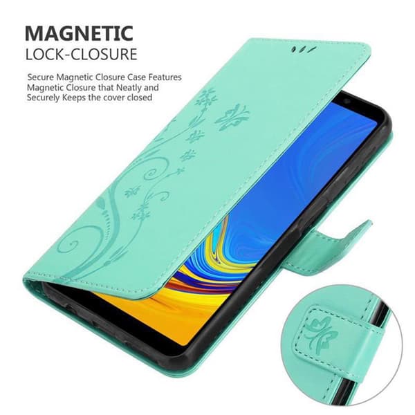 Samsung Galaxy A7 2018 Suojakotelo Suojakuori Lompakkokotelo Matkapuhelinkotelo Kukat jossa on magneettisuljenta, jalusta-toiminto ja korttipaikat