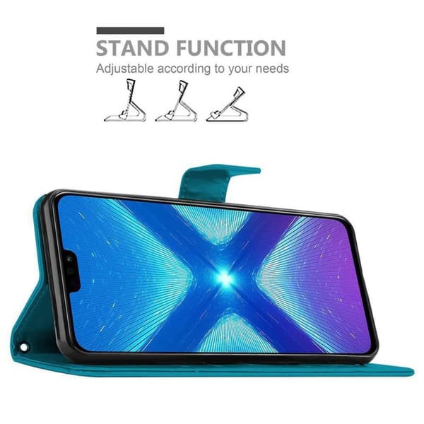 Honor 8X Suojakotelo Suojakuori Lompakkokotelo Matkapuhelinkotelo Kukat jossa on magneettisuljenta, jalusta-toiminto ja korttipaikat