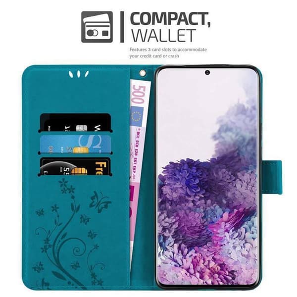 Samsung Galaxy S20 Suojakotelo Suojakuori Lompakkokotelo Matkapuhelinkotelo Kukat jossa on magneettisuljenta, jalusta-toiminto ja korttipaikat