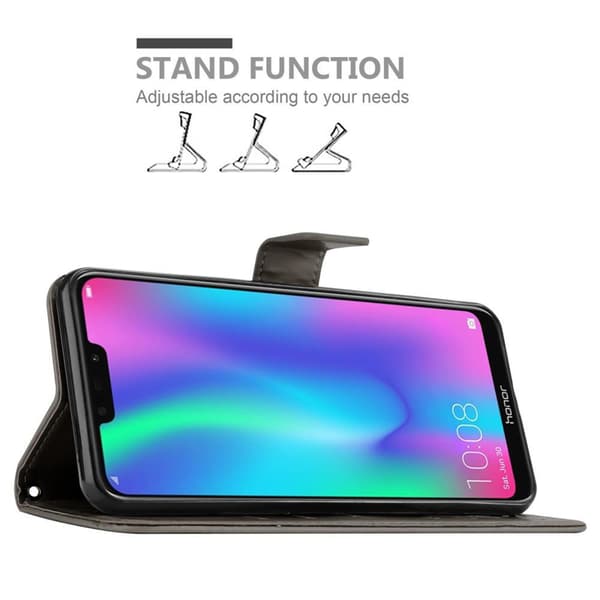 Honor 8C Skal Fodral i blomdesign Mobilskydd Case Cover med magnetisk stängning, ståfunktion och kortplatser