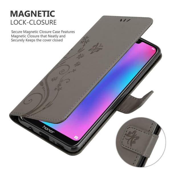 Honor 8C Skal Fodral i blomdesign Mobilskydd Case Cover med magnetisk stängning, ståfunktion och kortplatser