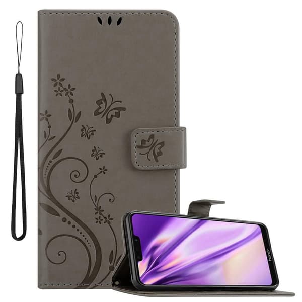 Honor 8C Skal Fodral i blomdesign Mobilskydd Case Cover med magnetisk stängning, ståfunktion och kortplatser