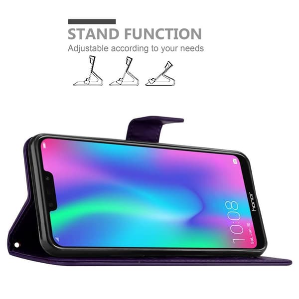 Honor 8C Skal Fodral i blomdesign Mobilskydd Case Cover med magnetisk stängning, ståfunktion och kortplatser
