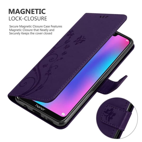 Honor 8C Skal Fodral i blomdesign Mobilskydd Case Cover med magnetisk stängning, ståfunktion och kortplatser