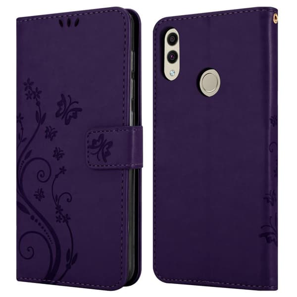 Honor 8C Skal Fodral i blomdesign Mobilskydd Case Cover med magnetisk stängning, ståfunktion och kortplatser