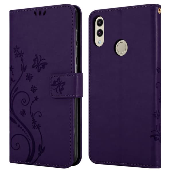 Honor 8C Skal Fodral i blomdesign Mobilskydd Case Cover med magnetisk stängning, ståfunktion och kortplatser