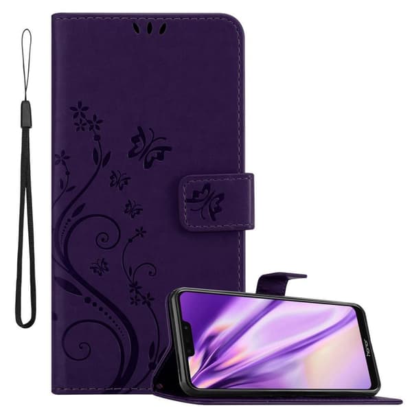 Honor 8C Skal Fodral i blomdesign Mobilskydd Case Cover med magnetisk stängning, ståfunktion och kortplatser