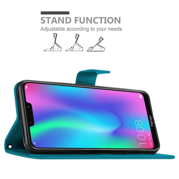 Honor 8C Skal Fodral i blomdesign Mobilskydd Case Cover med magnetisk stängning, ståfunktion och kortplatser