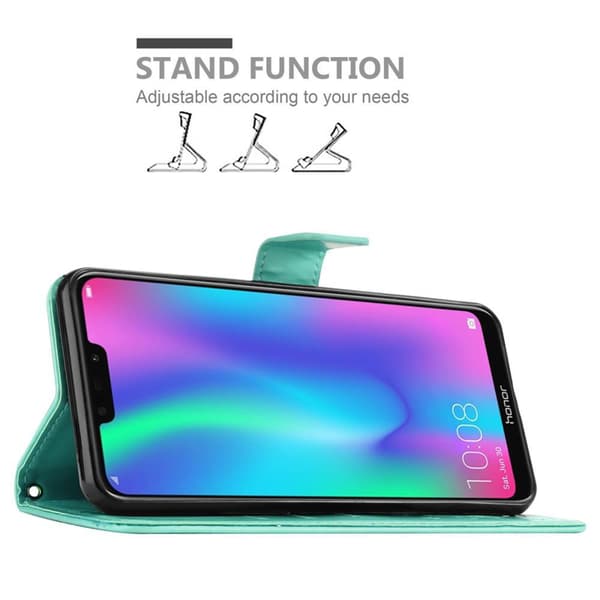 Honor 8C Skal Fodral i blomdesign Mobilskydd Case Cover med magnetisk stängning, ståfunktion och kortplatser