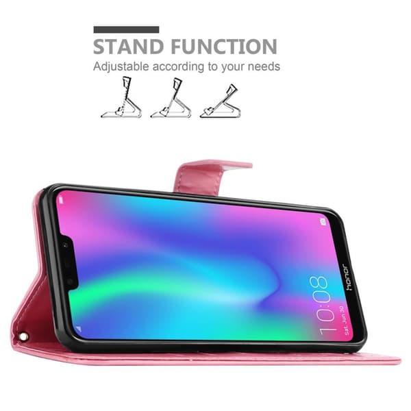Honor 8C Skal Fodral i blomdesign Mobilskydd Case Cover med magnetisk stängning, ståfunktion och kortplatser