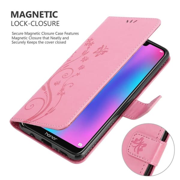 Honor 8C Skal Fodral i blomdesign Mobilskydd Case Cover med magnetisk stängning, ståfunktion och kortplatser