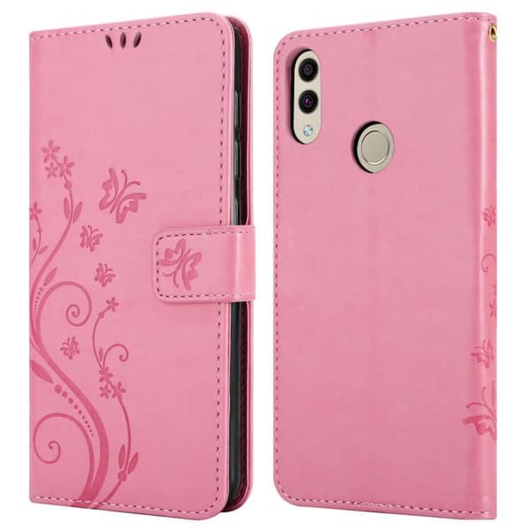 Honor 8C Skal Fodral i blomdesign Mobilskydd Case Cover med magnetisk stängning, ståfunktion och kortplatser