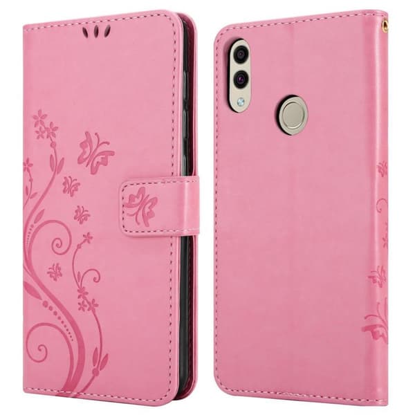 Honor 8C Skal Fodral i blomdesign Mobilskydd Case Cover med magnetisk stängning, ståfunktion och kortplatser