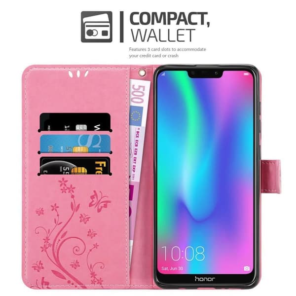 Honor 8C Skal Fodral i blomdesign Mobilskydd Case Cover med magnetisk stängning, ståfunktion och kortplatser