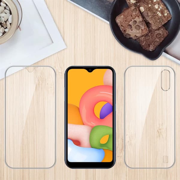 Deksel til Samsung Galaxy A01 360° helkroppsbeskyttelse Silikondeksel foran og bak, allroundbeskyttelse med skjermbeskyttelse