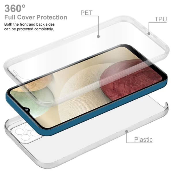 Deksel til Samsung Galaxy A12 / M12 360° helkroppsbeskyttelse Silikondeksel foran og bak, allroundbeskyttelse med skjermbeskyttelse