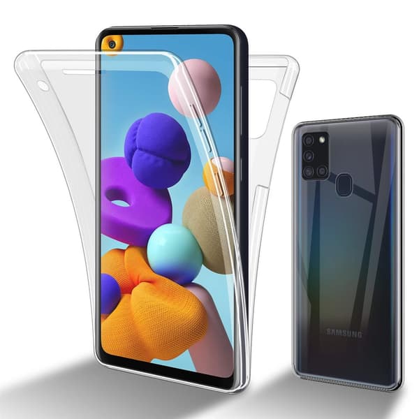 Deksel til Samsung Galaxy A21s 360° helkroppsbeskyttelse Silikondeksel foran og bak, allroundbeskyttelse med skjermbeskyttelse