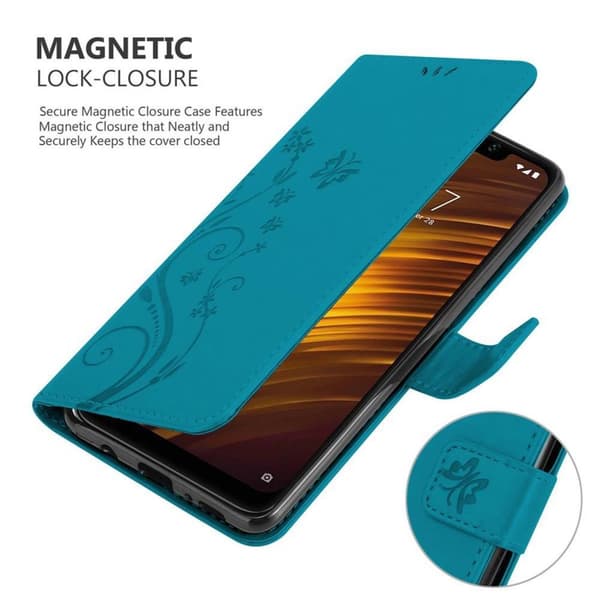 Xiaomi Pocophone F1 Suojakotelo Suojakuori Lompakkokotelo Matkapuhelinkotelo Kukat jossa on magneettisuljenta, jalusta-toiminto ja korttipaikat
