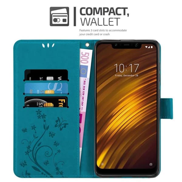 Xiaomi Pocophone F1 Suojakotelo Suojakuori Lompakkokotelo Matkapuhelinkotelo Kukat jossa on magneettisuljenta, jalusta-toiminto ja korttipaikat