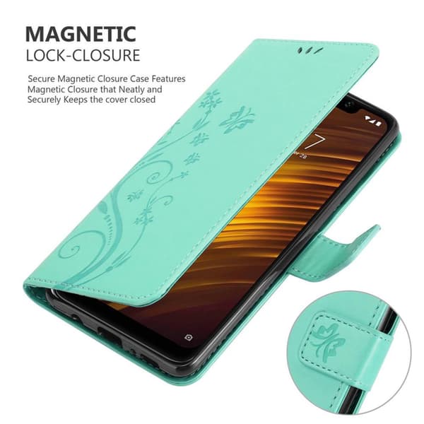 Xiaomi Pocophone F1 Suojakotelo Suojakuori Lompakkokotelo Matkapuhelinkotelo Kukat jossa on magneettisuljenta, jalusta-toiminto ja korttipaikat