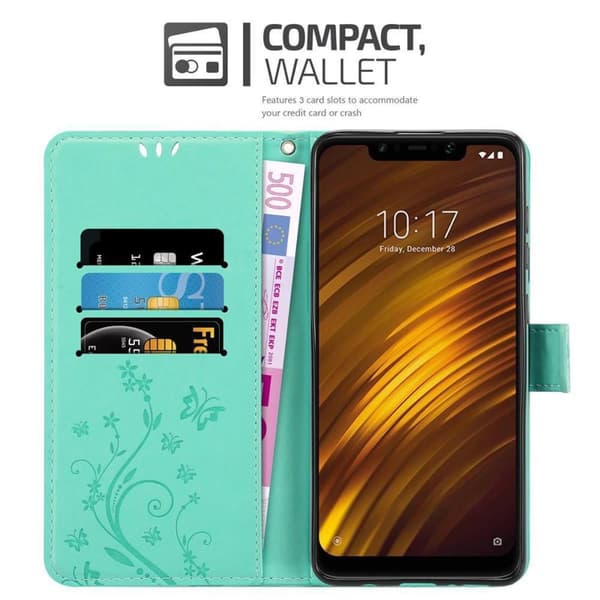 Xiaomi Pocophone F1 Suojakotelo Suojakuori Lompakkokotelo Matkapuhelinkotelo Kukat jossa on magneettisuljenta, jalusta-toiminto ja korttipaikat