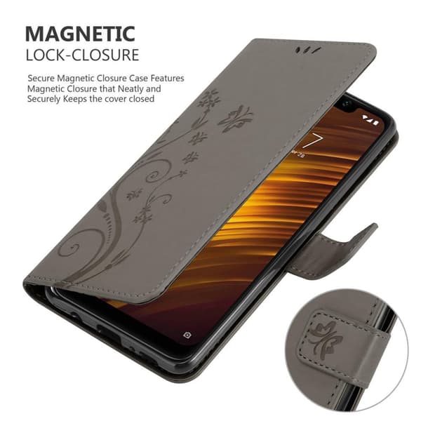 Xiaomi Pocophone F1 Suojakotelo Suojakuori Lompakkokotelo Matkapuhelinkotelo Kukat jossa on magneettisuljenta, jalusta-toiminto ja korttipaikat