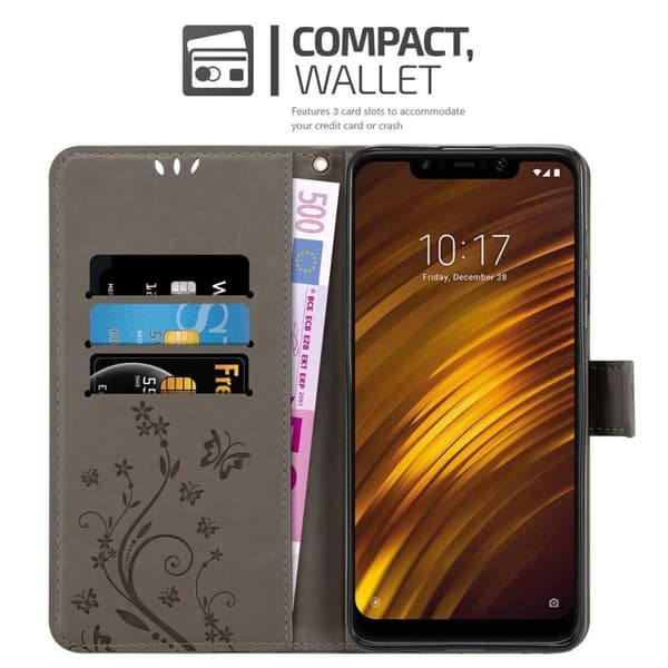 Xiaomi Pocophone F1 Suojakotelo Suojakuori Lompakkokotelo Matkapuhelinkotelo Kukat jossa on magneettisuljenta, jalusta-toiminto ja korttipaikat