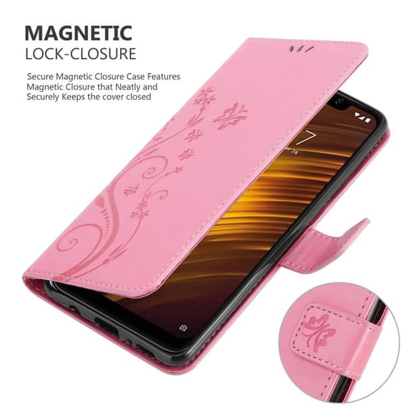 Xiaomi Pocophone F1 Suojakotelo Suojakuori Lompakkokotelo Matkapuhelinkotelo Kukat jossa on magneettisuljenta, jalusta-toiminto ja korttipaikat