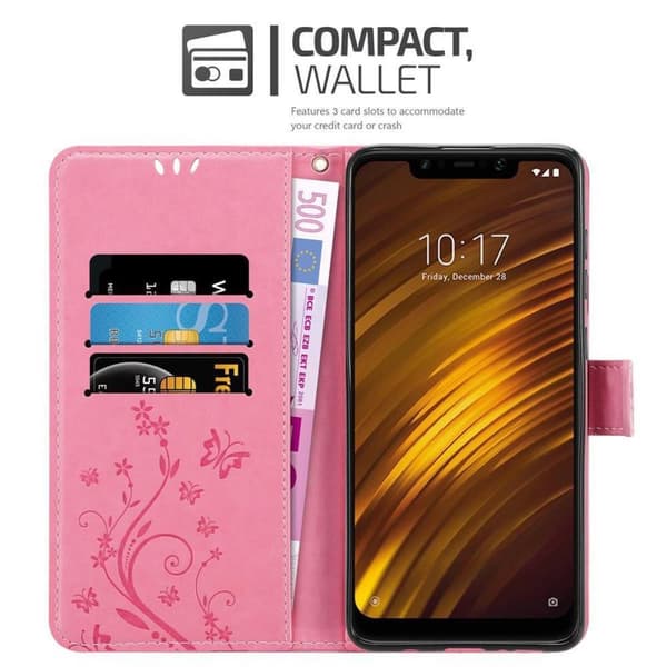 Xiaomi Pocophone F1 Suojakotelo Suojakuori Lompakkokotelo Matkapuhelinkotelo Kukat jossa on magneettisuljenta, jalusta-toiminto ja korttipaikat