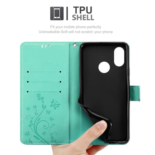 Xiaomi Mi 8 Suojakotelo Suojakuori Lompakkokotelo Matkapuhelinkotelo Kukat jossa on magneettisuljenta, jalusta-toiminto ja korttipaikat
