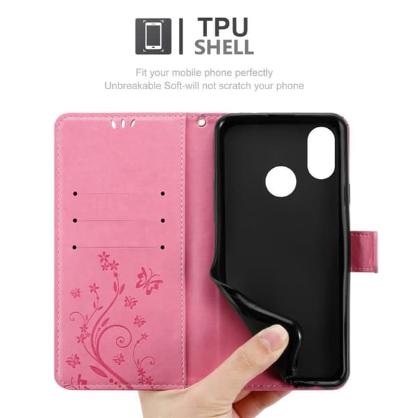 Xiaomi Mi 8 Suojakotelo Suojakuori Lompakkokotelo Matkapuhelinkotelo Kukat jossa on magneettisuljenta, jalusta-toiminto ja korttipaikat