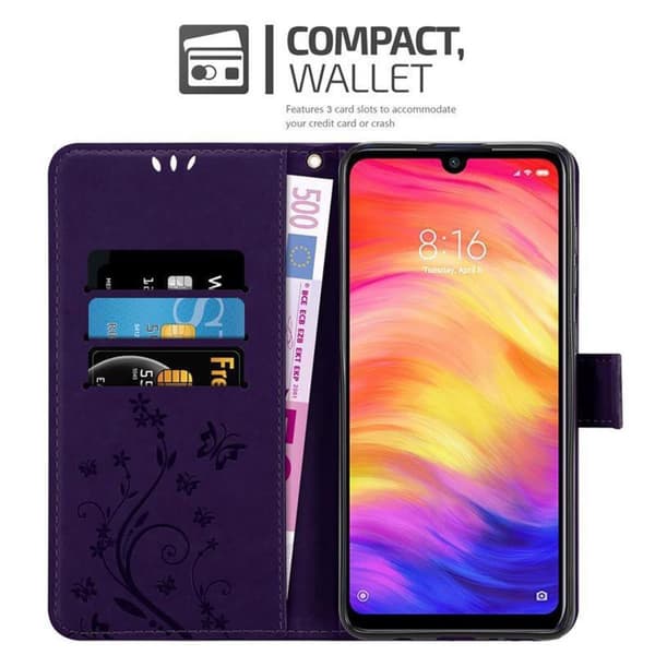 Xiaomi RedMi NOTE 7 Skal Fodral i blomdesign Mobilskydd Case Cover med magnetisk stängning, ståfunktion och kortplatser
