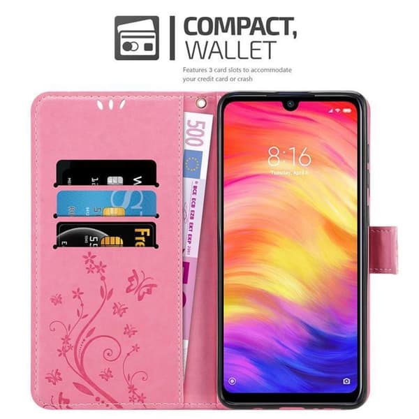 Xiaomi RedMi NOTE 7 Skal Fodral i blomdesign Mobilskydd Case Cover med magnetisk stängning, ståfunktion och kortplatser