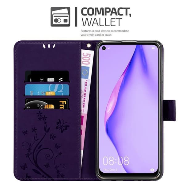 Huawei NOVA 6 SE / P40 LITE / NOVA 7i Suojakotelo Suojakuori Lompakkokotelo Matkapuhelinkotelo Kukat jossa on magneettisuljenta, jalusta-toiminto ja