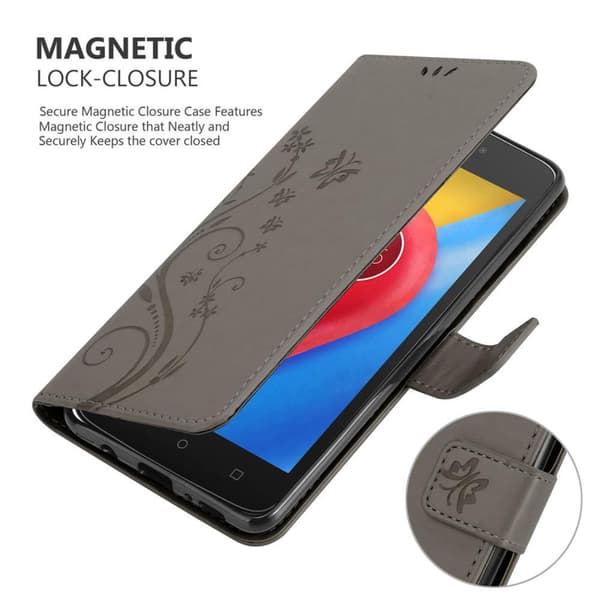 Deksel til Motorola MOTO C Lommebokdeksel i blomster design med magnetisk lukking, stativfunksjon og kortplasser