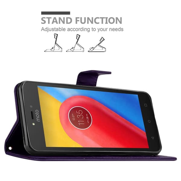 Deksel til Motorola MOTO C Lommebokdeksel i blomster design med magnetisk lukking, stativfunksjon og kortplasser