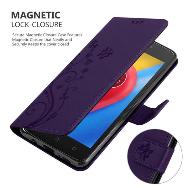 Deksel til Motorola MOTO C Lommebokdeksel i blomster design med magnetisk lukking, stativfunksjon og kortplasser